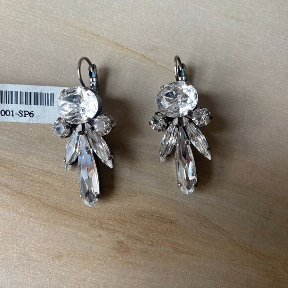 NWT Mariana Art Deco Icy White Swarovski Crystal Glam Leverback Earrings Silver - Picture 8 of 12
